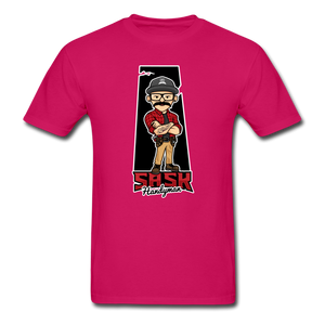 Sask Handyman Heavyweight T-Shirt (front logo) - fuchsia