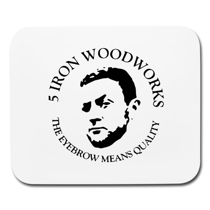 5 Iron Woodworks Mouse Pad - white