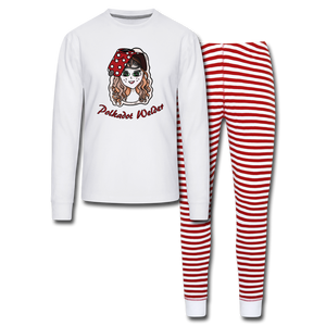 Polkadot Welder Unisex Pajama Set - white/red stripe