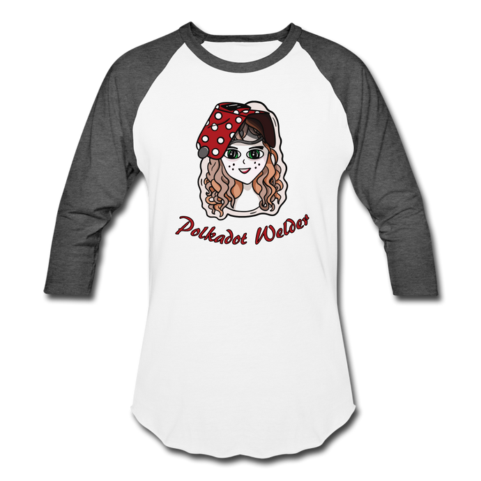 Polkadot Welder Raglan T-Shirt - white/charcoal