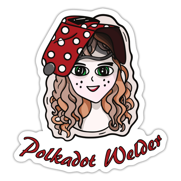 Polkadot Welder Sticker - white matte