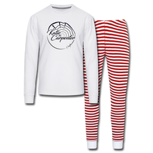 Load image into Gallery viewer, Katie the Carpenter Unisex Pajama Set - white/red stripe
