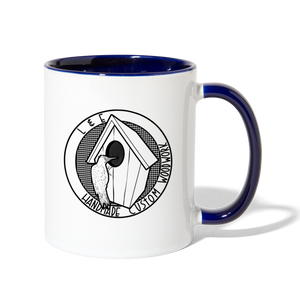 L & E Custom Woodworks Contrast Coffee Mug - white/cobalt blue