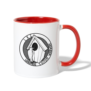 L & E Custom Woodworks Contrast Coffee Mug - white/red