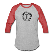 Load image into Gallery viewer, Tanner&#39;s Timber Raglan 3/4 Sleeve T-Shirt - heather gray/red
