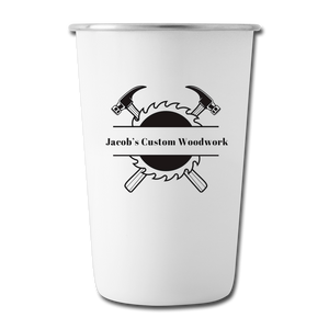 Jacob's Custom Woodwork Stainless Steel Pint Cup - white