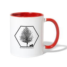 Load image into Gallery viewer, Rip &amp; Route Woodworking Contrast Coffee Mug - white/red
