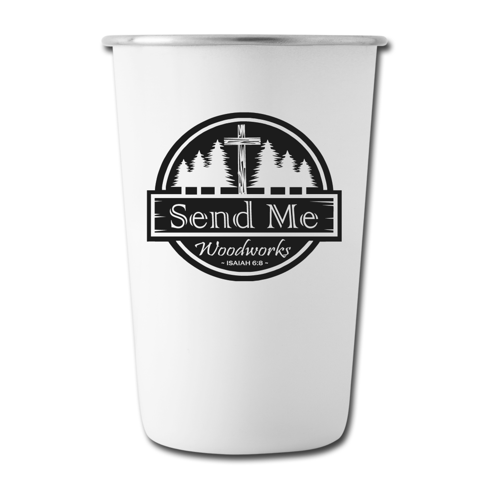 Send Me Woodworks Stainless Steel Pint Cup - white