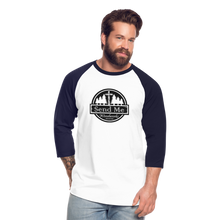 Load image into Gallery viewer, Send Me Woodworks 3/4 Sleeve Raglan T-Shirt - white/navy
