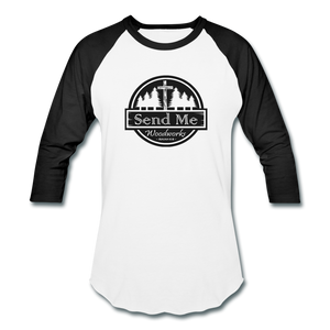 Send Me Woodworks 3/4 Sleeve Raglan T-Shirt - white/black