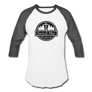 Send Me Woodworks 3/4 Sleeve Raglan T-Shirt - white/charcoal