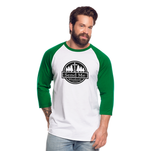 Send Me Woodworks 3/4 Sleeve Raglan T-Shirt - white/kelly green