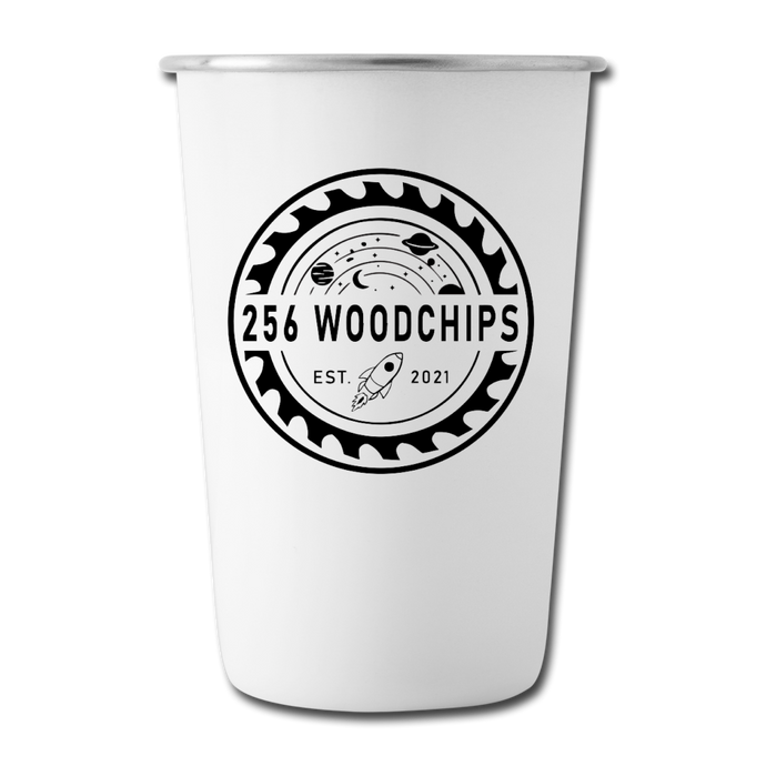 256 Woodchips Stainless Steel Pint Cup - white