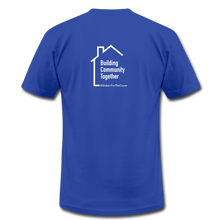 Load image into Gallery viewer, Dusty Beard Woodcrafts / Building Community T-Shirt - royal blue
