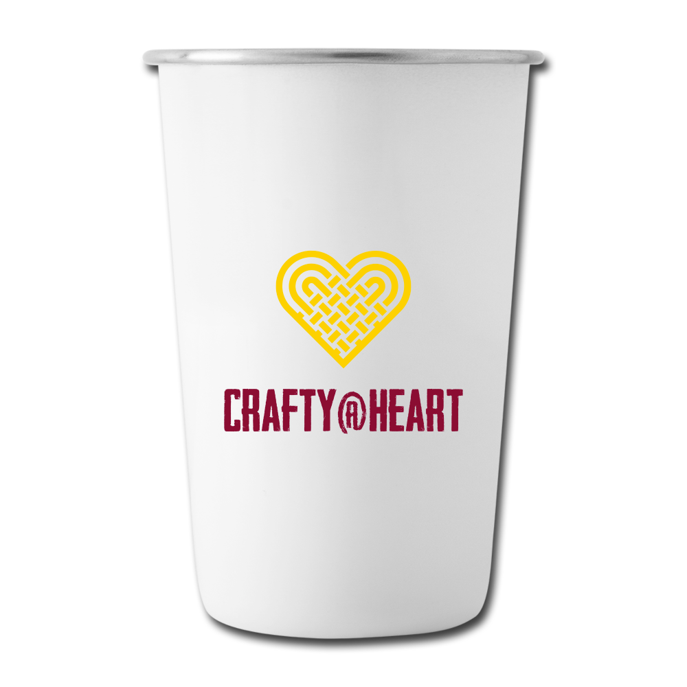 Crafty at Heart Stainless Steel Pint Cup - white