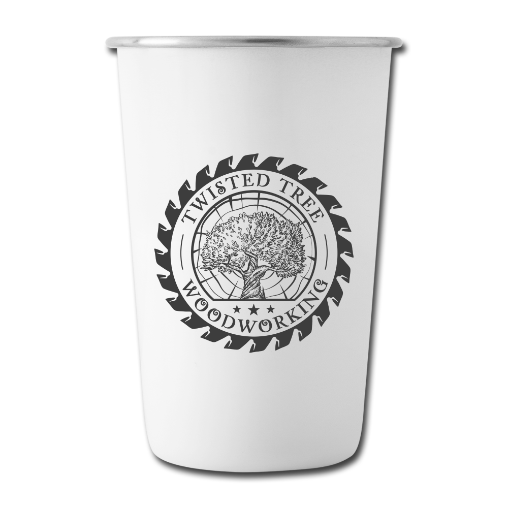 Twisted Tree Woodworking Stainless Steel Pint Cup - white