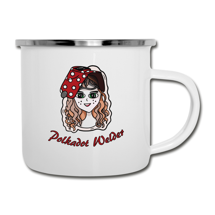 Polkadot Welder Camper Mug - white