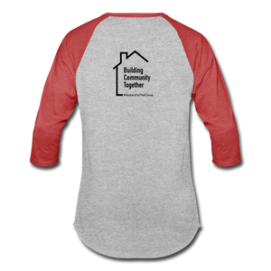 Dusty Day / Community 3/4 Sleeve Raglan T-Shirt - heather gray/red