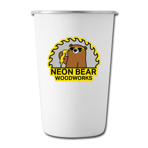 Neon Bear Woodworks Stainless Steel Pint Cup - white