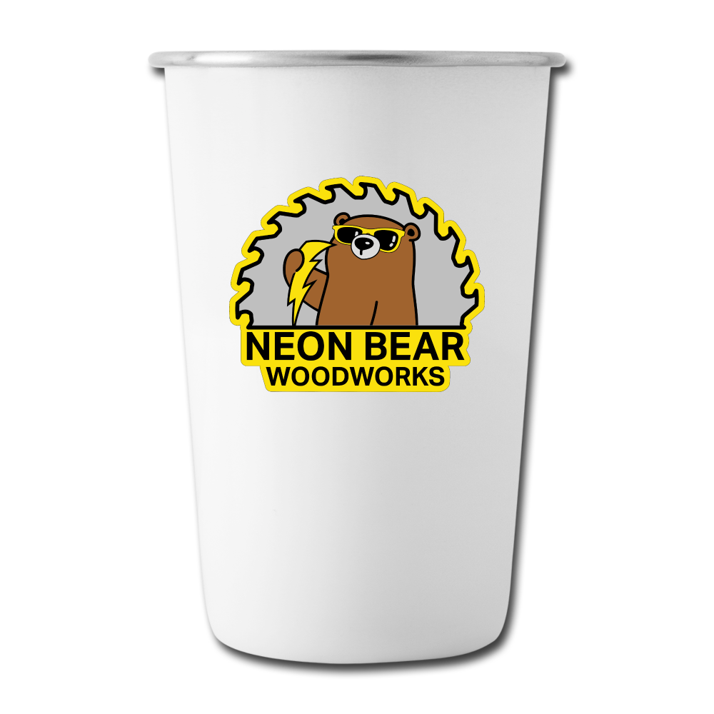 Neon Bear Woodworks Stainless Steel Pint Cup - white