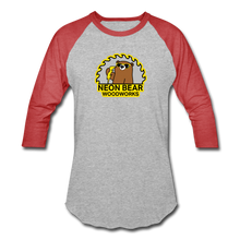 Load image into Gallery viewer, Neon Bear Woodworks 3/4 Sleeve Raglan T-Shirt - heather gray/red
