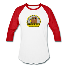 Load image into Gallery viewer, Neon Bear Woodworks 3/4 Sleeve Raglan T-Shirt - white/red
