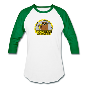 Neon Bear Woodworks 3/4 Sleeve Raglan T-Shirt - white/kelly green