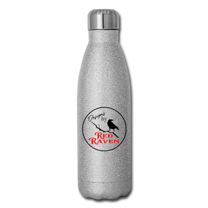 Red Raven Insulated Stainless Steel Water Bottle - silver glitter