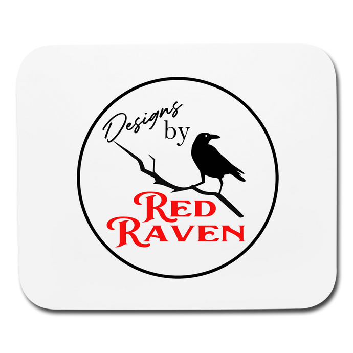 Red Raven Mouse pad Horizontal - white