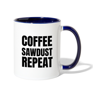 Coffee Sawdust Repeat Contrast Coffee Mug - white/cobalt blue