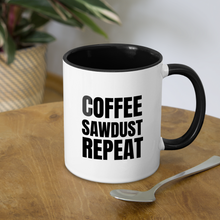 Load image into Gallery viewer, Coffee Sawdust Repeat Contrast Coffee Mug - white/black
