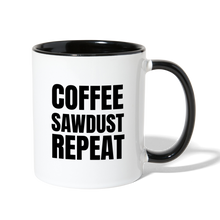 Load image into Gallery viewer, Coffee Sawdust Repeat Contrast Coffee Mug - white/black
