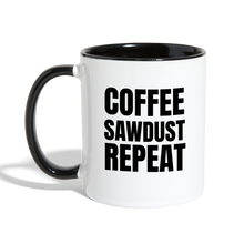 Load image into Gallery viewer, Coffee Sawdust Repeat Contrast Coffee Mug - white/black
