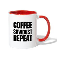 Load image into Gallery viewer, Coffee Sawdust Repeat Contrast Coffee Mug - white/red
