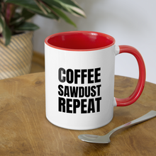 Load image into Gallery viewer, Coffee Sawdust Repeat Contrast Coffee Mug - white/red
