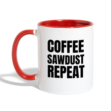 Load image into Gallery viewer, Coffee Sawdust Repeat Contrast Coffee Mug - white/red
