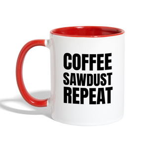 Coffee Sawdust Repeat Contrast Coffee Mug - white/red