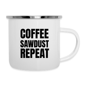 Coffee Sawdust Repeat Camper Mug - white