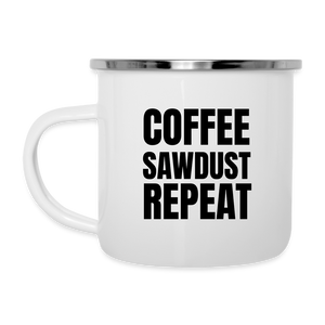 Coffee Sawdust Repeat Camper Mug - white