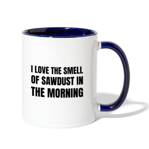 Smell of Sawdust Contrast Coffee Mug - white/cobalt blue