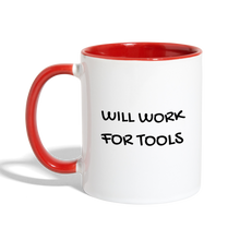 Load image into Gallery viewer, Will Work for Tools Contrast Coffee Mug - white/red
