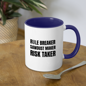 Risk Taker Contrast Coffee Mug - white/cobalt blue