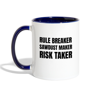 Risk Taker Contrast Coffee Mug - white/cobalt blue