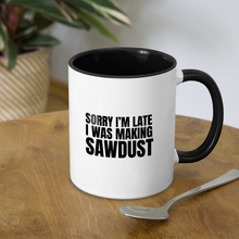 Load image into Gallery viewer, Sorry I&#39;m Late Contrast Coffee Mug - white/black
