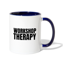 Load image into Gallery viewer, Workshop Therapy Contrast Coffee Mug - white/cobalt blue
