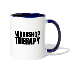 Workshop Therapy Contrast Coffee Mug - white/cobalt blue