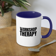 Load image into Gallery viewer, Workshop Therapy Contrast Coffee Mug - white/cobalt blue
