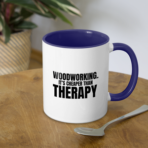 Cheaper Than Therapy Contrast Coffee Mug - white/cobalt blue