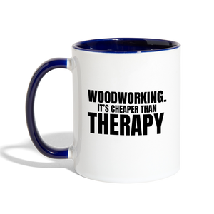 Cheaper Than Therapy Contrast Coffee Mug - white/cobalt blue