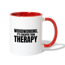 Load image into Gallery viewer, Cheaper Than Therapy Contrast Coffee Mug - white/red
